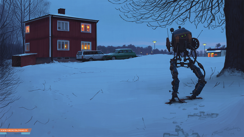 Illustration for article titled Cool paintings show the everyday life of a post-futuristic world